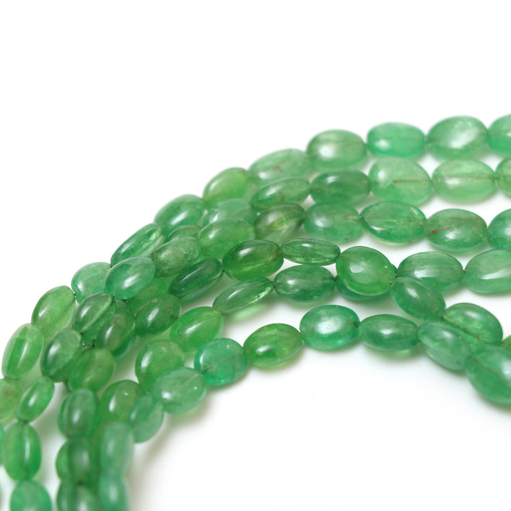 Natural Tsavorite Smooth Oval Beads, 4x5 mm to 7.5x9.5 mm, Tsavorite Jewelry Handmade Gift for Women, Price Per Strand - National Facets, Gemstone Manufacturer, Natural Gemstones, Gemstone Beads, Gemstone Carvings