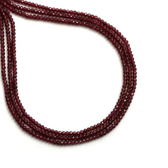 Garnet Faceted Round Balls Beads, 3 mm, Garnet Jewelry Making Beads, 12.5 Inches Full Strand, Price Per Strand