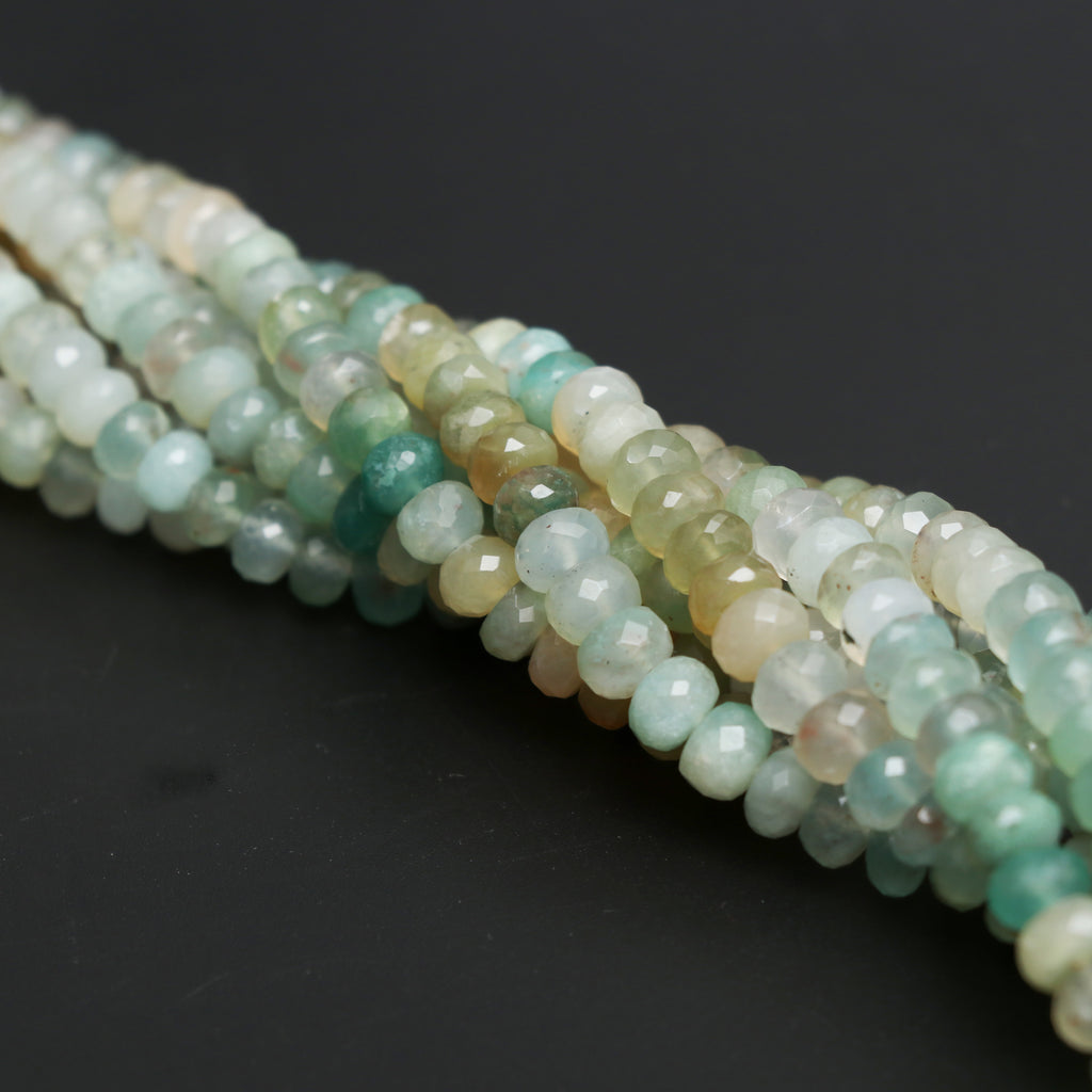 Aqua Chalcedony Faceted Rondelle Beads, 6.5 mm to 7 mm, Chalcedony Jewelry Handmade Gift for Women, Price Per Strand - National Facets, Gemstone Manufacturer, Natural Gemstones, Gemstone Beads, Gemstone Carvings