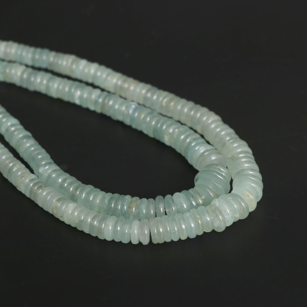 Natural Aquamarine Smooth Tyre Beads, 4 mm to 9 mm, Aquamarine Coin, Aquamarine Tyre Jewelry Making Beads, 18 Inches, Price per strand - National Facets, Gemstone Manufacturer, Natural Gemstones, Gemstone Beads, Gemstone Carvings