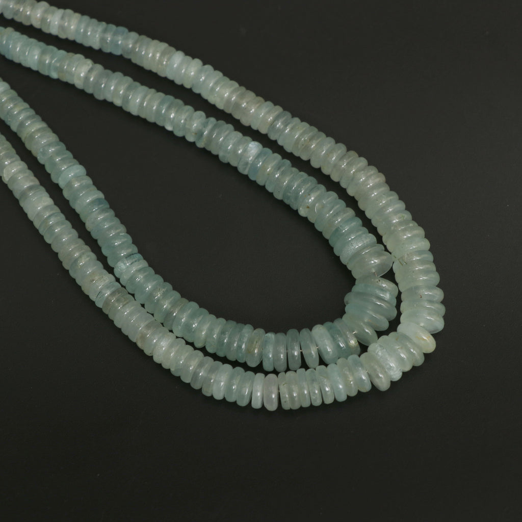 Natural Aquamarine Smooth Tyre Beads, 4 mm to 9 mm, Aquamarine Coin, Aquamarine Tyre Jewelry Making Beads, 18 Inches, Price per strand - National Facets, Gemstone Manufacturer, Natural Gemstones, Gemstone Beads, Gemstone Carvings