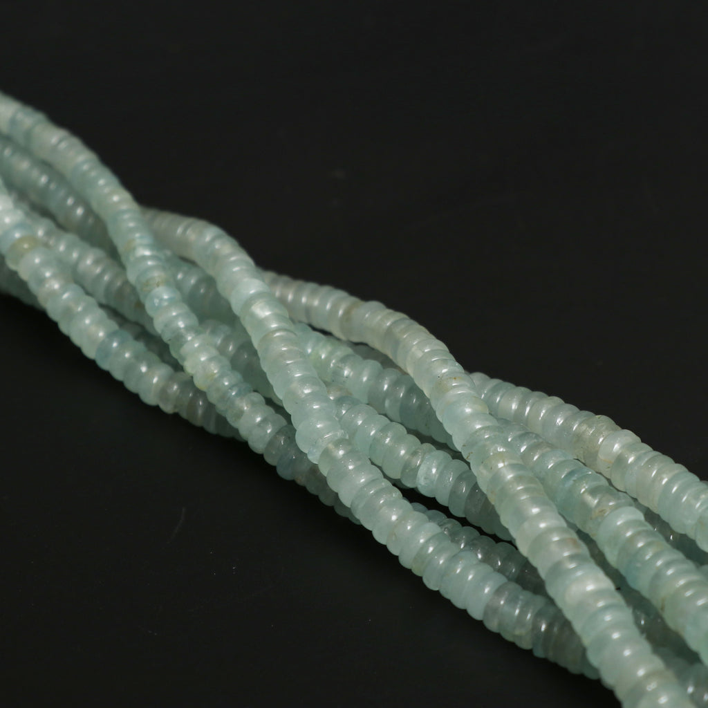 Natural Aquamarine Smooth Tyre Beads, 4 mm to 9 mm, Aquamarine Coin, Aquamarine Tyre Jewelry Making Beads, 18 Inches, Price per strand - National Facets, Gemstone Manufacturer, Natural Gemstones, Gemstone Beads, Gemstone Carvings