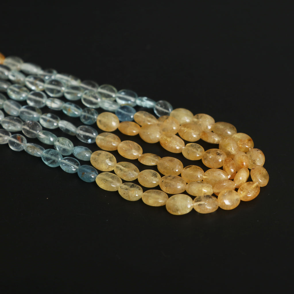 Natural Multi Aquamarine Smooth Oval Beads, 5x6 mm to 5.5x6.5 mm, Aqua Oval Jewelry Making Beads, 19 Inches , Price Per Strand - National Facets, Gemstone Manufacturer, Natural Gemstones, Gemstone Beads, Gemstone Carvings