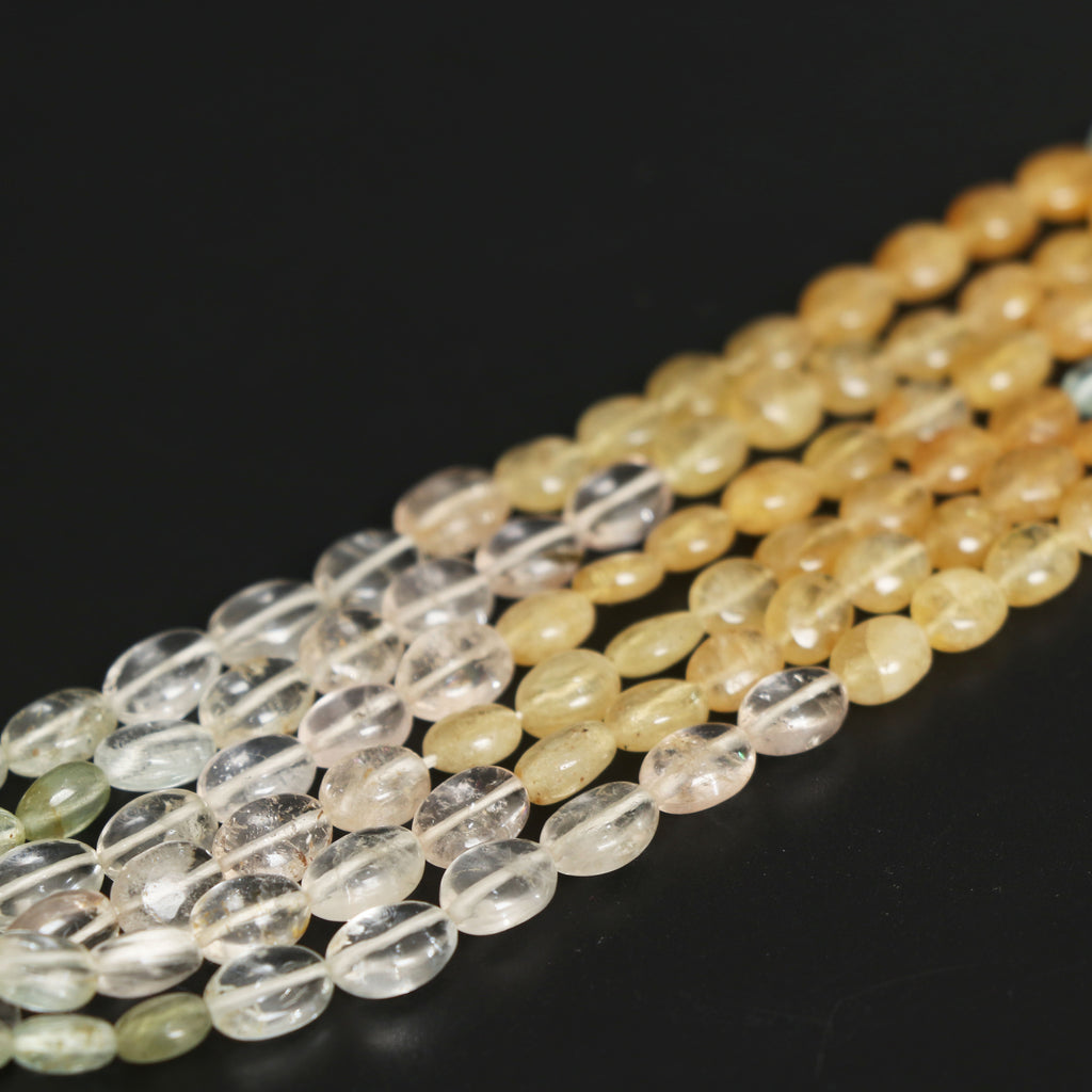 Natural Multi Aquamarine Smooth Oval Beads, 5x6 mm to 5.5x6.5 mm, Aqua Oval Jewelry Making Beads, 19 Inches , Price Per Strand - National Facets, Gemstone Manufacturer, Natural Gemstones, Gemstone Beads, Gemstone Carvings