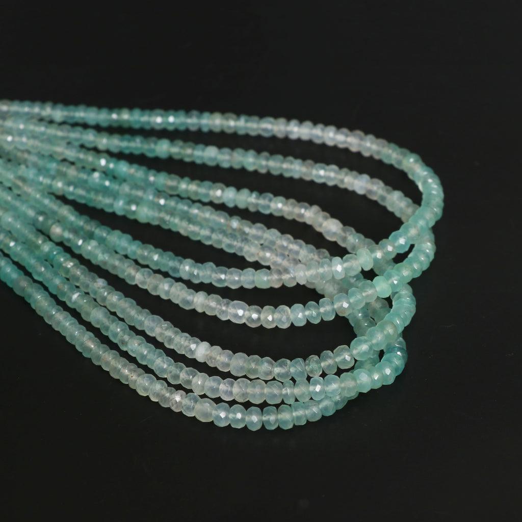 Natural Mintprase Faceted Rondelle Beads, 4.5 mm to 5 mm, Mintprase Rondelle Jewelry Making Brads, 18 Inches, Price Per Strand - National Facets, Gemstone Manufacturer, Natural Gemstones, Gemstone Beads, Gemstone Carvings