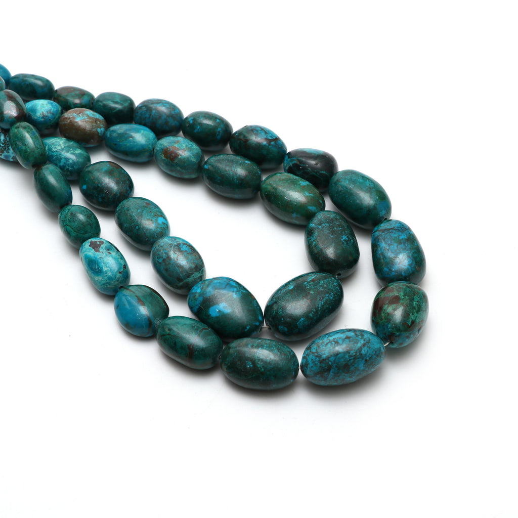 Chrysocolla Smooth Tumble Beads, 9x13 mm to 17x26 mm, Chrysocolla Jewelry Handmade Gift for Women, 20 Inches Full Strand, Price Per Strand - National Facets, Gemstone Manufacturer, Natural Gemstones, Gemstone Beads, Gemstone Carvings