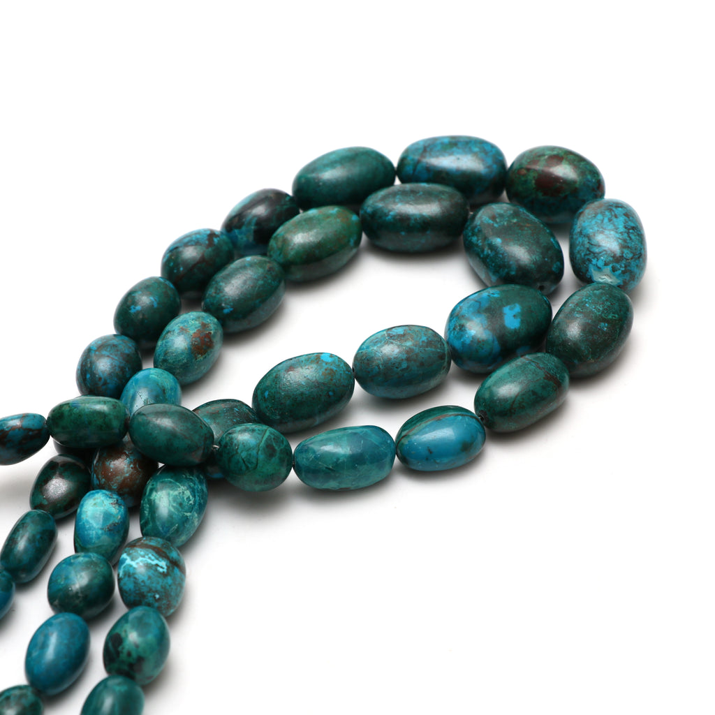 Chrysocolla Smooth Tumble Beads, 9x13 mm to 17x26 mm, Chrysocolla Jewelry Handmade Gift for Women, 20 Inches Full Strand, Price Per Strand - National Facets, Gemstone Manufacturer, Natural Gemstones, Gemstone Beads, Gemstone Carvings