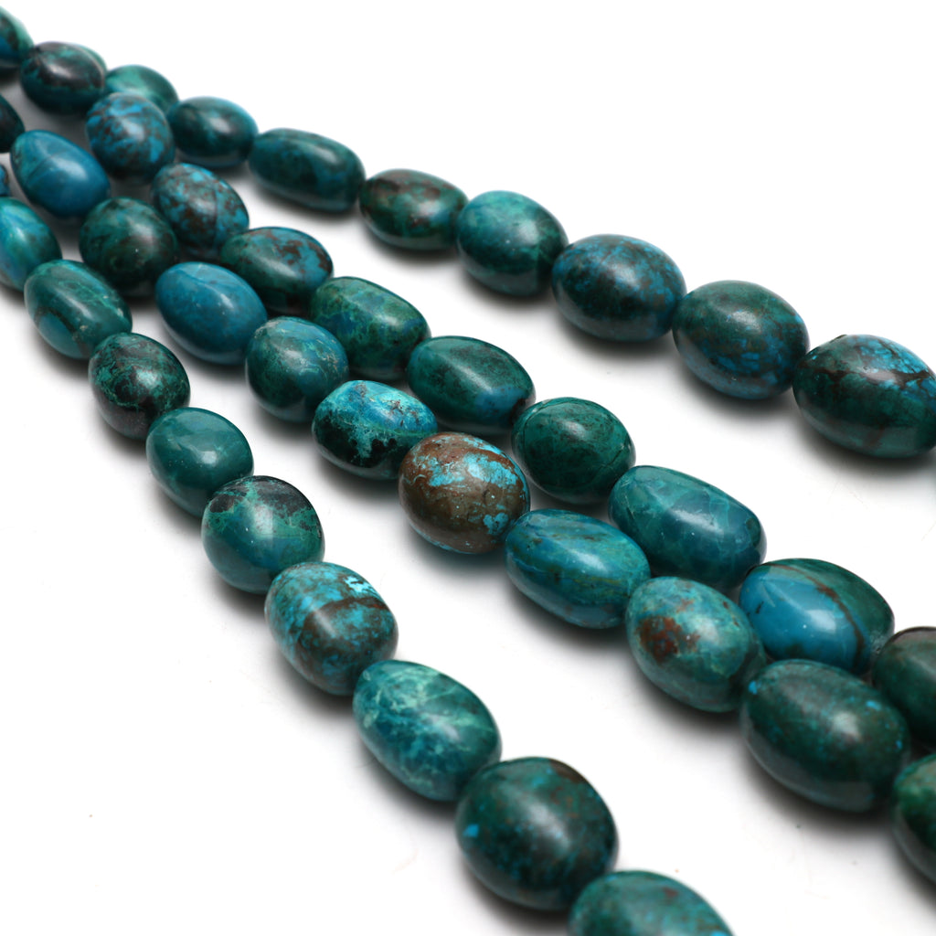 Chrysocolla Smooth Tumble Beads, 9x13 mm to 17x26 mm, Chrysocolla Jewelry Handmade Gift for Women, 20 Inches Full Strand, Price Per Strand - National Facets, Gemstone Manufacturer, Natural Gemstones, Gemstone Beads, Gemstone Carvings