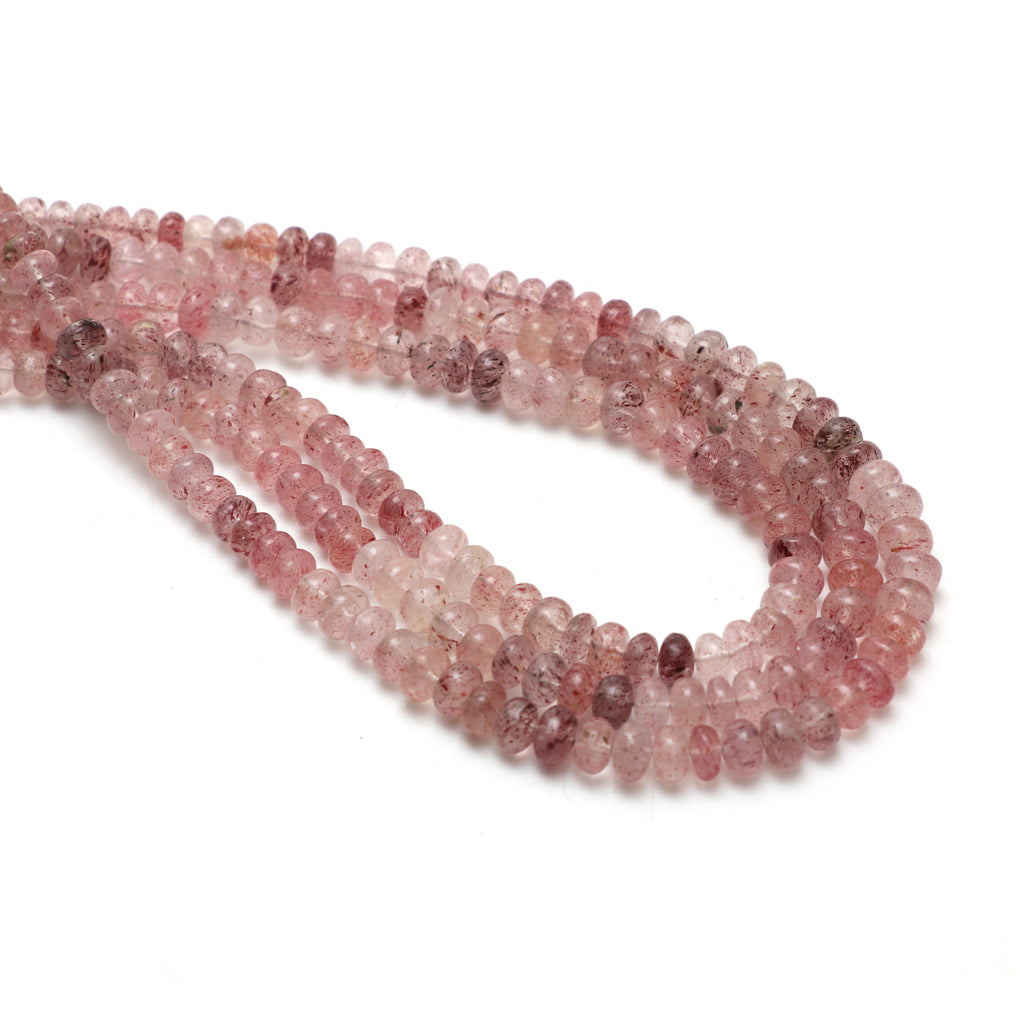 Strawberry Quartz Smooth Rondelle Beads, 5 mm to 6.5 mm, Quartz Jewelry Handmade Gift For Women, 18 Inch Strand, Price Per Strand - National Facets, Gemstone Manufacturer, Natural Gemstones, Gemstone Beads, Gemstone Carvings