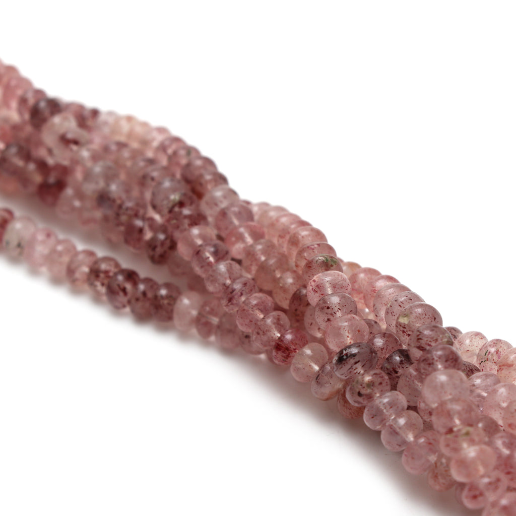 Strawberry Quartz Smooth Rondelle Beads, 5 mm to 6.5 mm, Quartz Jewelry Handmade Gift For Women, 18 Inch Strand, Price Per Strand - National Facets, Gemstone Manufacturer, Natural Gemstones, Gemstone Beads, Gemstone Carvings