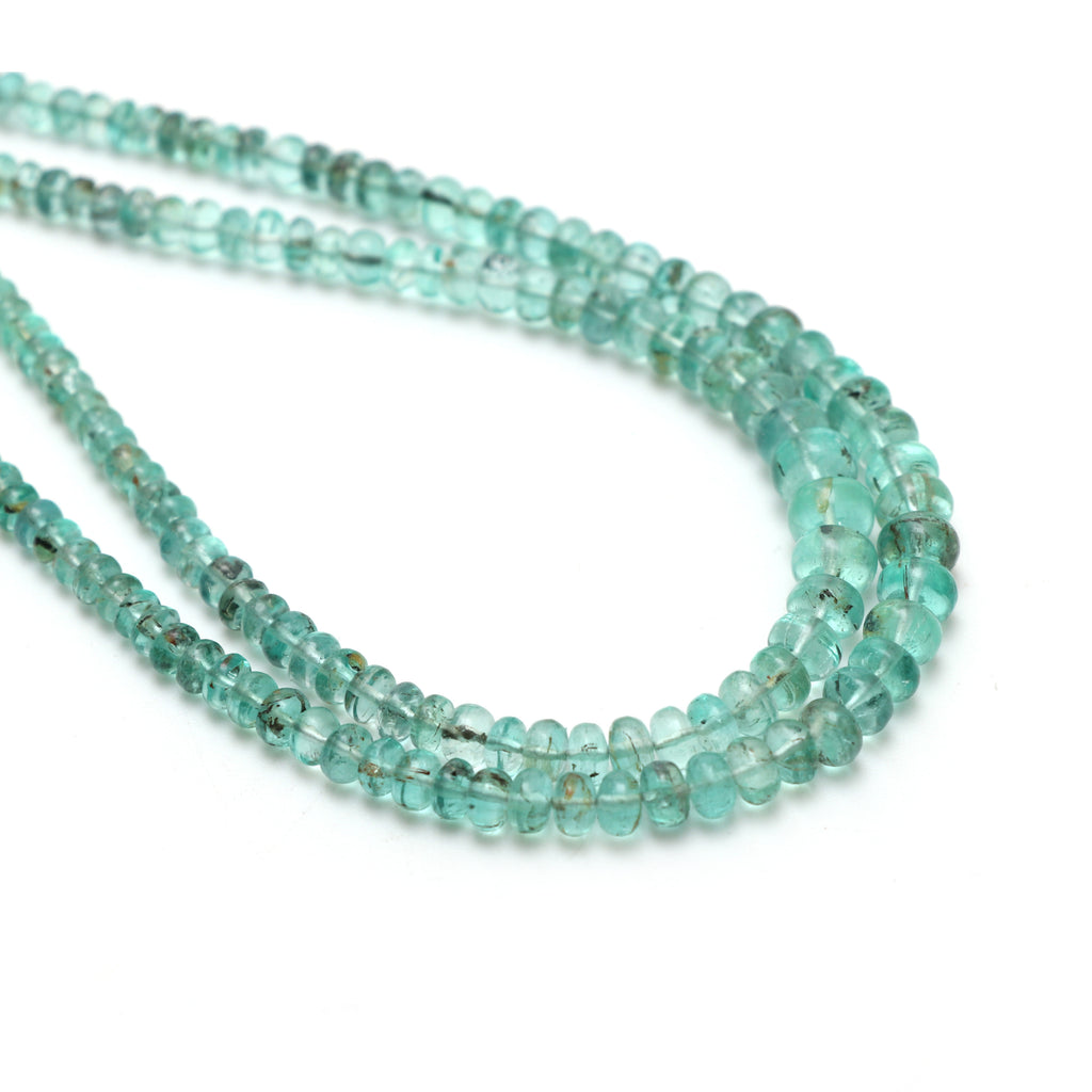 Natural Emerald Smooth Rondelle Beads, 3 mm to 6 mm, Emerald Jewelry Handmade Gift For Women, 18 Inch Full Strand, Price Per Strand - National Facets, Gemstone Manufacturer, Natural Gemstones, Gemstone Beads, Gemstone Carvings