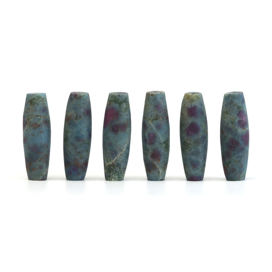 Ruby With Kyanite Matte Finish Barrel Loose Gemstone, 7x22 mm, Ruby With Kyanite Jewelry Making Gemstone, Top Drilled, Set of 6 Pieces