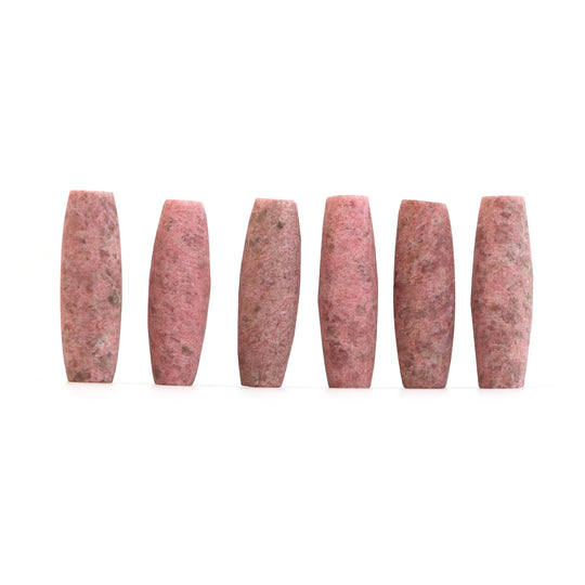 チューライト マット仕上げバレルルースジェムストーン、7x22 mm、チューライトジュエリーメイキングジェムストーン、トップドリル加工、6個セット