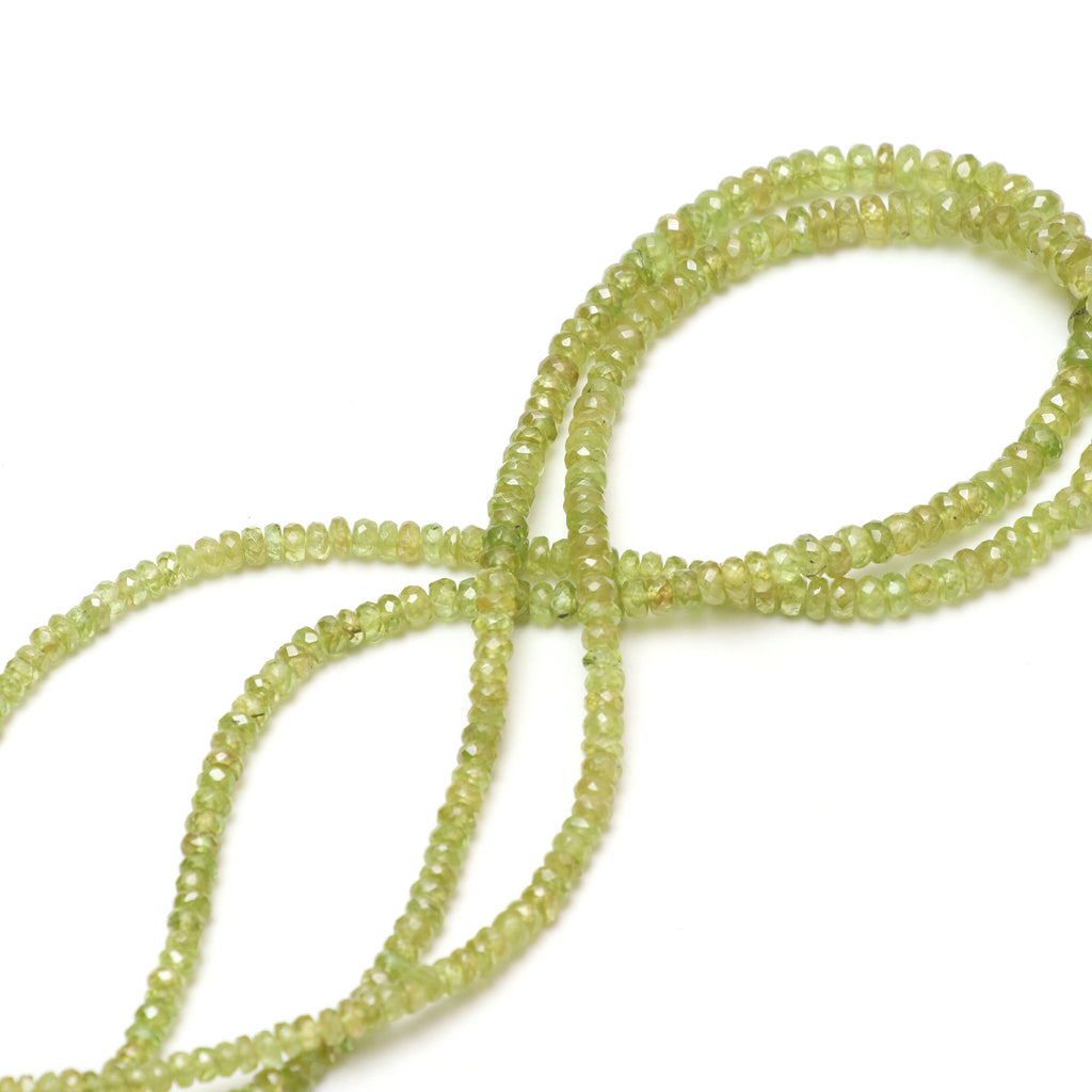 Sphene Faceted Roundel Beads, 3.5 mm to 6.5 mm, Sphene Roundel Beads - Gem Quality , 18 Inch Full Strand, Price Per Strand - National Facets, Gemstone Manufacturer, Natural Gemstones, Gemstone Beads