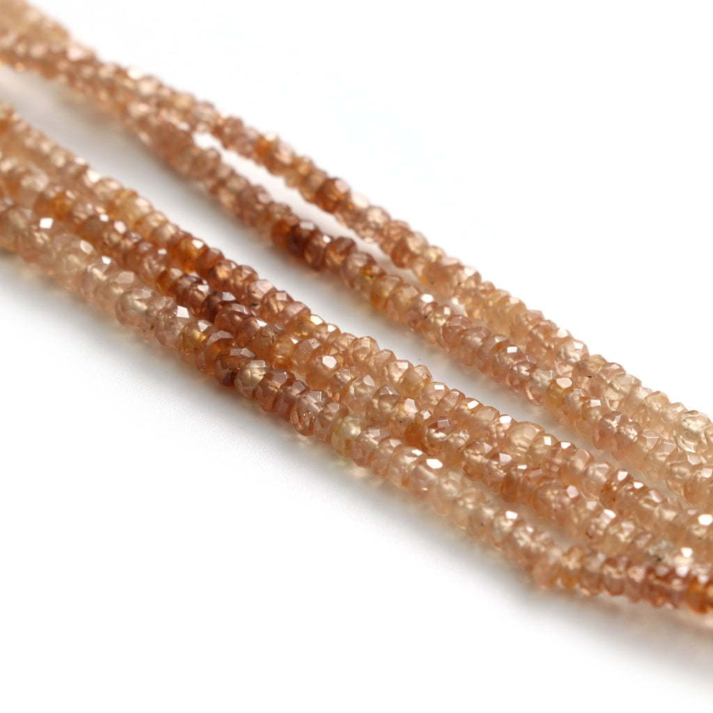 Brown Zircon Faceted Roundelle Beads, 2.5 mm to 4 mm / Zircon Faceted Beads -Gem Quality , 8 Inch 6 Inch Full Strand, Price Per Strand - National Facets, Gemstone Manufacturer, Natural Gemstones, Gemstone Beads