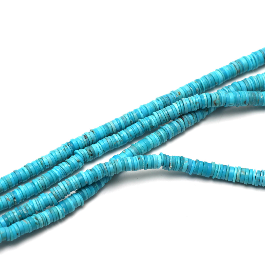 Turquoise Smooth Tyre Beads- 4.5 mm to 9 mm - Turquoise Coin - Gem Quality , 8 Inch/ 18 Inch Full Strand, Price Per Stand - National Facets, Gemstone Manufacturer, Natural Gemstones, Gemstone Beads