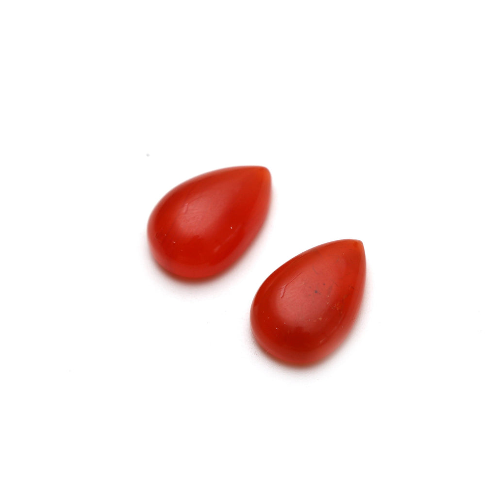 AAA Quality Natural Carnelian Smooth Pear Cabochon Gemstone | 12x18 mm | Gemstone Cabochon | Pair ( 2 Pieces ) - National Facets, Gemstone Manufacturer, Natural Gemstones, Gemstone Beads
