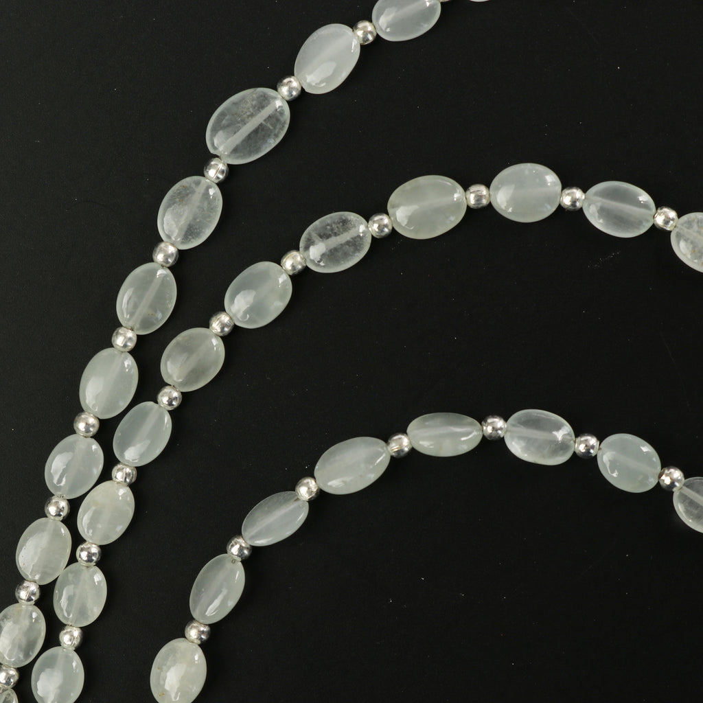 Aquamarine Smooth Oval, White Smooth Oval, Aquamarine Smooth - 4x5 mm to 6x7 mm, Aquamarine Smooth Oval Shaped, 8 inch strand, 1 strand - National Facets, Gemstone Manufacturer, Natural Gemstones, Gemstone Beads