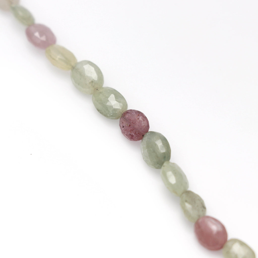 Multi Sapphire Faceted Oval Beads , Oval Nuggets, Multi Sapphire Faceted- 5x4 mm to 8x6 mm- Gem Quality, 8 Inch / 16 Inch, Price Per Strand - National Facets, Gemstone Manufacturer, Natural Gemstones, Gemstone Beads