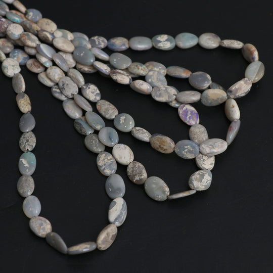 Natural Australian Opal Smooth Tumble Beads | 4.5x5.5 mm to 8x12 mm | Australian Opal Tumble Beads | 18 Inch | Price Per Strand