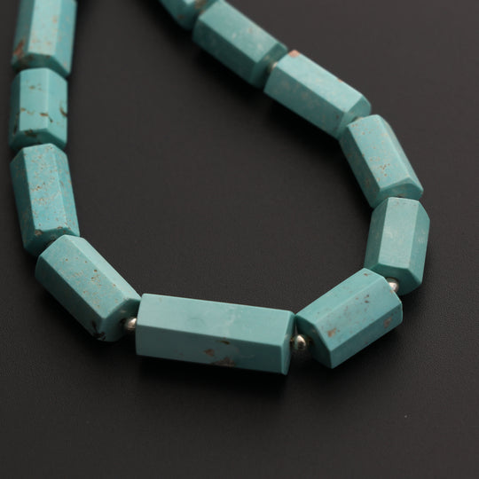 ターコイズ ファセット シリンダー ビーズ - 7x11 mm ～ 9x21 mm - ターコイズ ジュエリー メイキング ビーズ、8 インチ / 20 cm フル ストランド、1 ストランドあたりの価格
