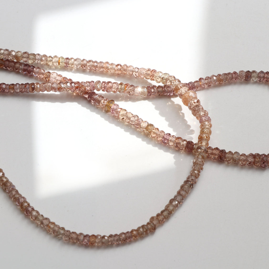 Natural Golden Zircon Faceted Roundelle Beads | Zircon Necklace | 3 mm to 5 mm | 8 Inch/ 16 Inch/ 18 Inch Full Strand | Price Per Strand - National Facets, Gemstone Manufacturer, Natural Gemstones, Gemstone Beads