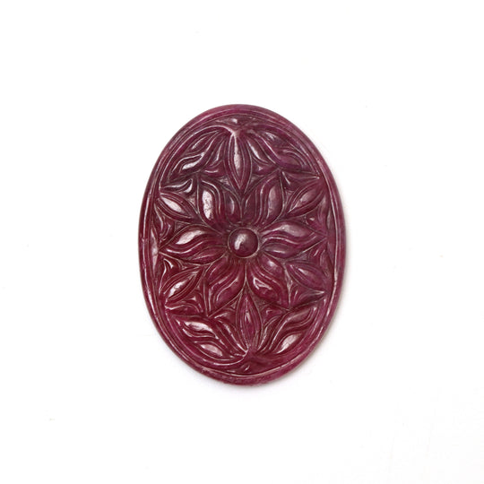Natural Ruby Carving Oval Loose Gemstone - 27x36 mm - Ruby Oval, Ruby Carving Loose Gemstone, 1 Piece
