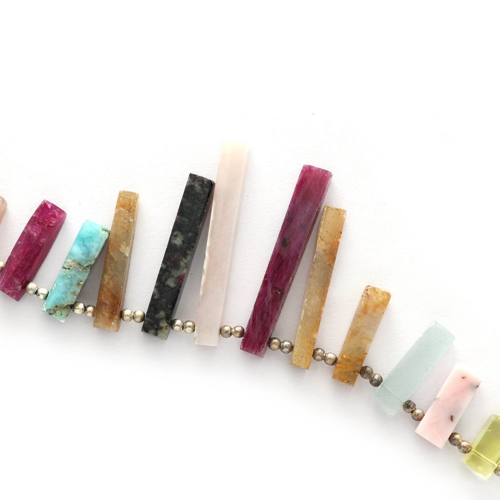 Natural Mix Semi & Precious Smooth Long Slice, 5x14 mm to 5x25 mm, Multi Gemstone, Mix Semi strand, 5 Inch Full Strand, Per Strand Price - National Facets, Gemstone Manufacturer, Natural Gemstones, Gemstone Beads