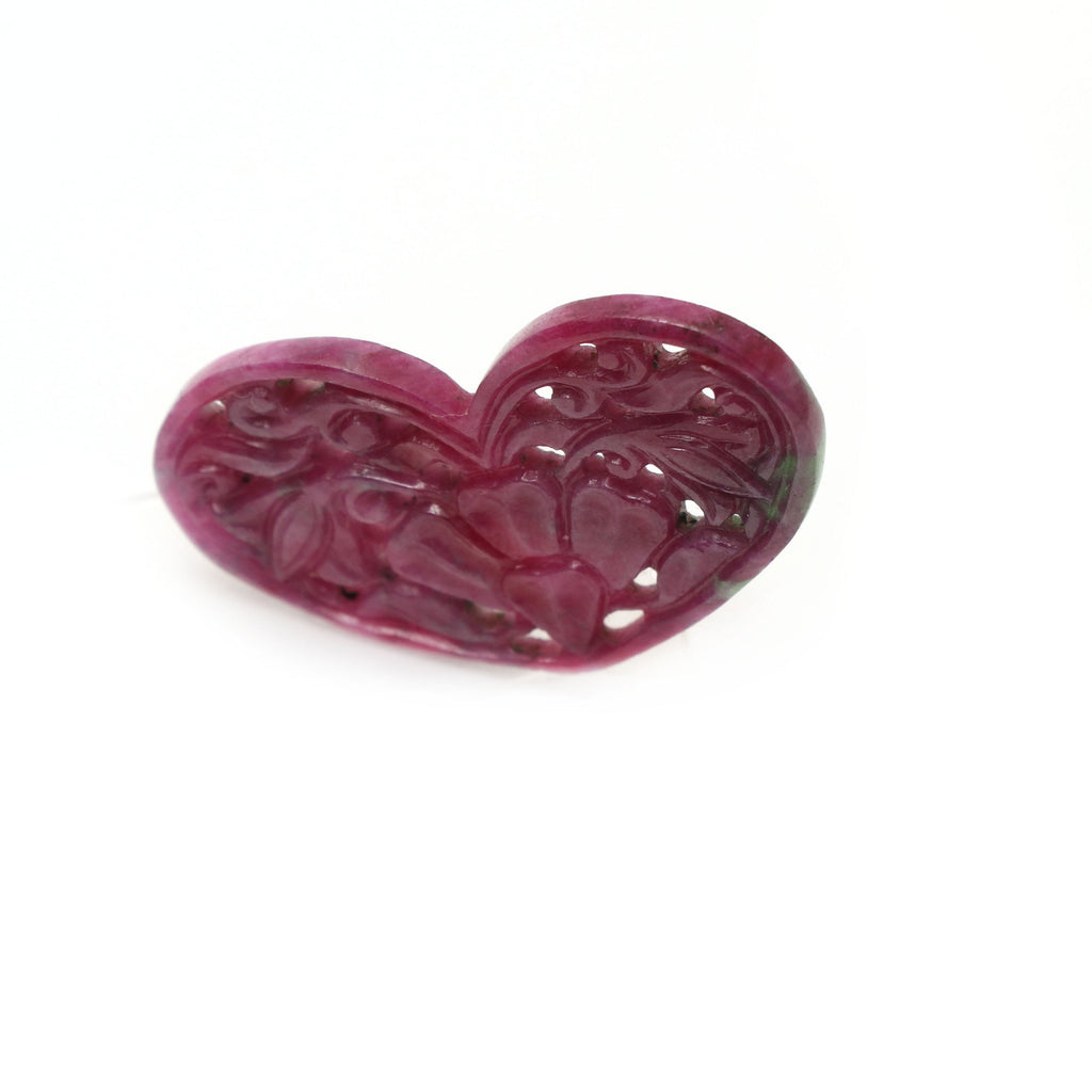 Natural Ruby Carving Heart Loose Gemstone - 24x41 mm - Ruby Heart, Ruby Carving Loose Gemstone, 1 Piece - National Facets, Gemstone Manufacturer, Natural Gemstones, Gemstone Beads