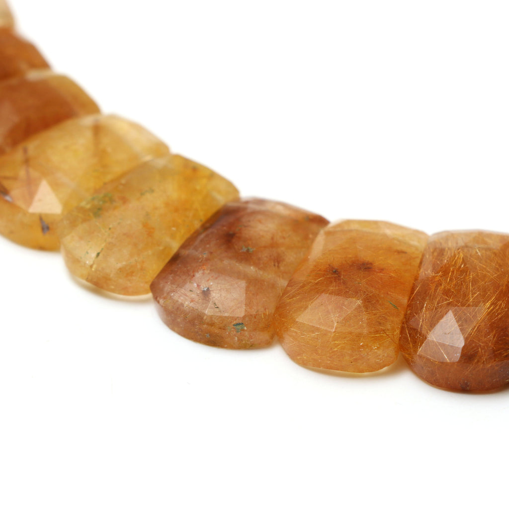 Natural Golden Rutile Faceted Slice Layout Beads, 16x12 mm to 35x13 mm, Golden Rutile Faceted Layout, 17 Inch Full Strand, Price Per Strand - National Facets, Gemstone Manufacturer, Natural Gemstones, Gemstone Beads