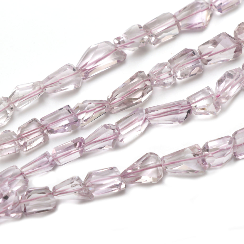 Pink Amethyst Faceted Tumble Beads, 8x11.5 mm to 15x20.5 mm, Amethyst ,Gem Quality, 8 Inch 6 Inch\ 18 Inch Full Strand, Price Per Strand - National Facets, Gemstone Manufacturer, Natural Gemstones, Gemstone Beads