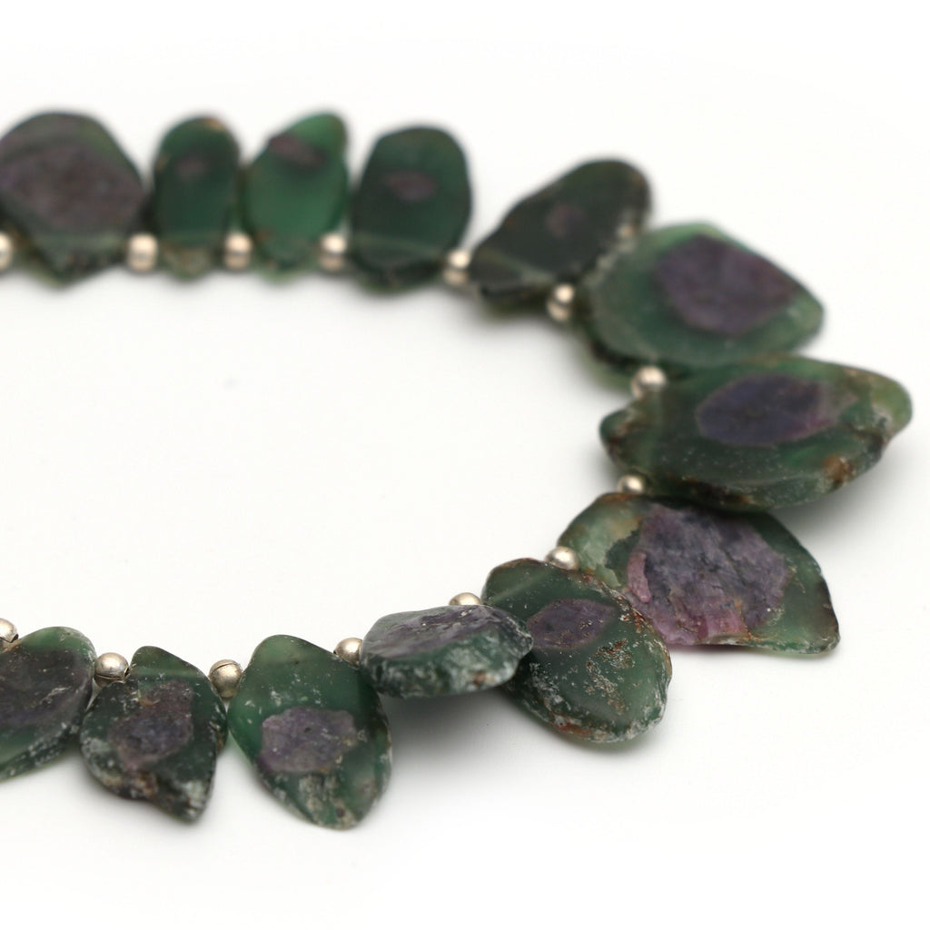 Ruby Fuchsite Smooth Fancy Slice Beads - 7x10 mm to 17x21 mm - Ruby Fuchsite - Gem Quality , 8 Inch/ 20 Cm Full Strand, Price Per Strand - National Facets, Gemstone Manufacturer, Natural Gemstones, Gemstone Beads