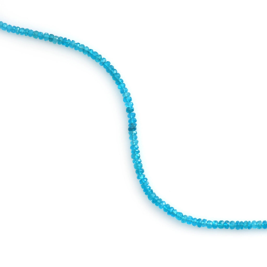 Neon Apatite Faceted Beads, Neon Apatite Micro Faceted Beads, Rondelle Beads-3 mm to 4 mm-Neon Apatite- Gem Quality, 8 Inch,Price Per Strand - National Facets, Gemstone Manufacturer, Natural Gemstones, Gemstone Beads