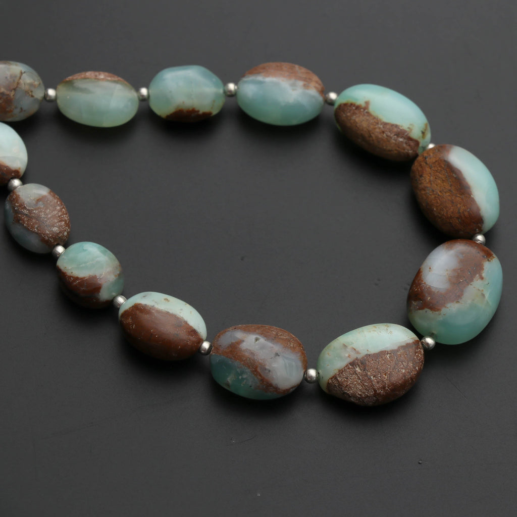 Natural Green Opal Oval Smooth Beads, Opal , 10x11.5 mm to 14x18.5 mm -Gem Quality , 8 Inch/ 20 Cm Full Strand, Price Per Strand - National Facets, Gemstone Manufacturer, Natural Gemstones, Gemstone Beads