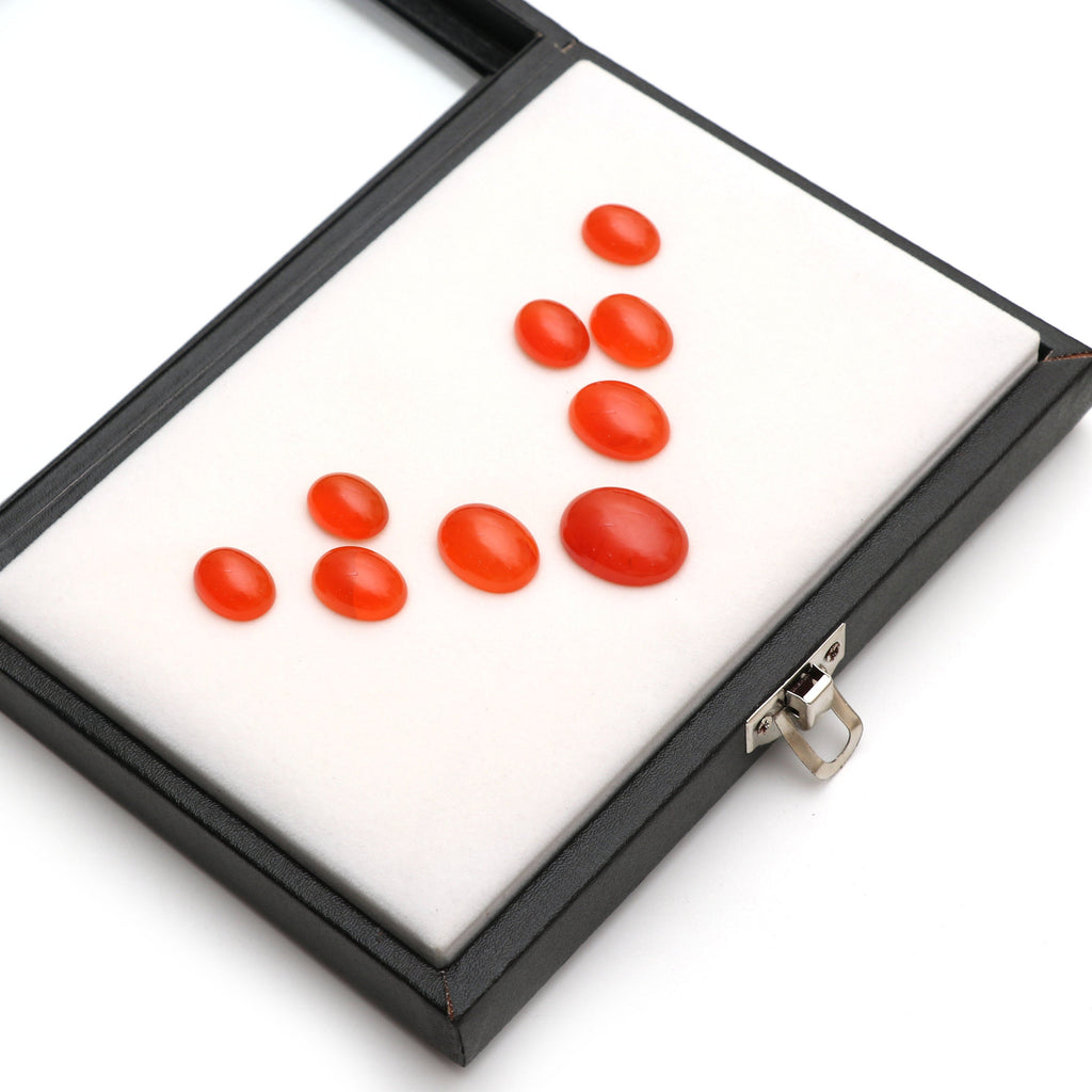 AAA Quality Natural Carnelian Smooth Oval Cabochon Gemstone | 12x16mm To 18x24mm | Gemstone Cabochon | Set of 9 Pieces - National Facets, Gemstone Manufacturer, Natural Gemstones, Gemstone Beads
