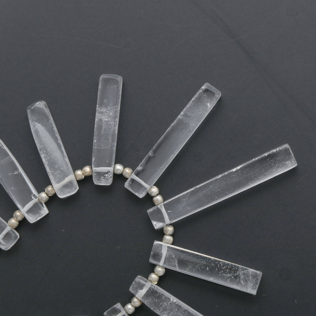 Crystal Smooth Long Slice, Cyrstal Long Slice, Smooth Slice Cyrstal- 14x5 to 25x5 mm - Crystal - Gem Quality , 5 Inch, Price Per Strand - National Facets, Gemstone Manufacturer, Natural Gemstones, Gemstone Beads