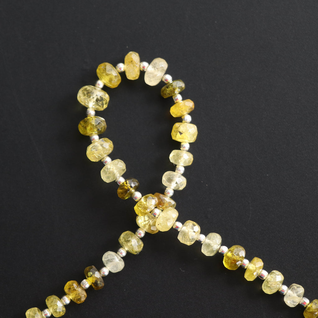 Yellow Diopside Faceted Beads, 6 mm to 8 mm, Yellow Diopside Beads, Yellow Diopside, 8 Inch Full Strand, price per strand - National Facets, Gemstone Manufacturer, Natural Gemstones, Gemstone Beads