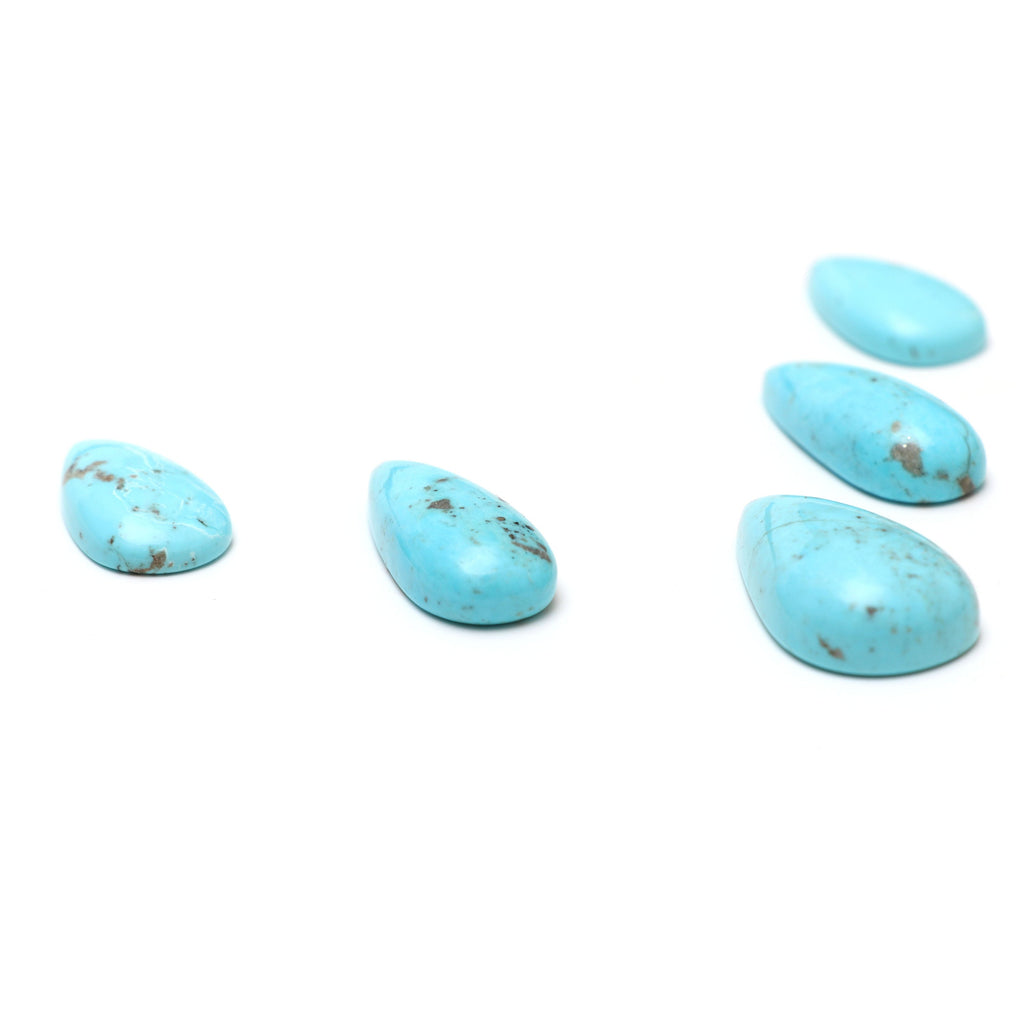 AAA Quality Natural Turquoise Smooth Pear Cabochon Gemstone | 15x27 mm to 20x34 mm | Gemstone Cabochon | Set of 5 Pieces - National Facets, Gemstone Manufacturer, Natural Gemstones, Gemstone Beads