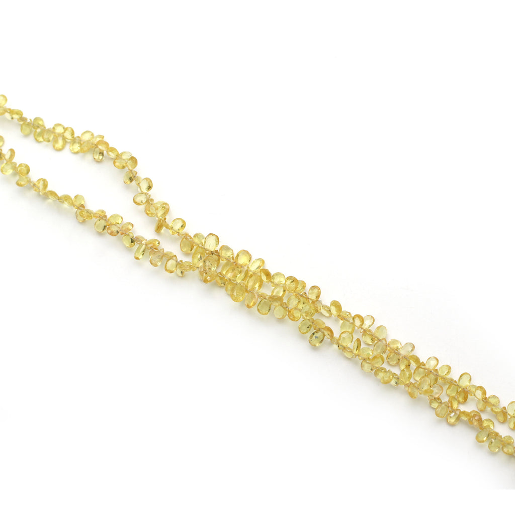 Yellow Sapphire Faceted Pear Beads - 2x4 mm to 4x6 mm - Yellow Sapphire - Gem Quality , 7.5 Inch Full Strand, Price Per Strand - National Facets, Gemstone Manufacturer, Natural Gemstones, Gemstone Beads