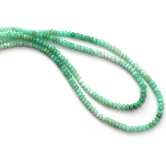 Green Opal Smooth Roundel Shape Beads, 4 mm to 6 mm, Green Opal Jewelry Making Beads, 8 Inch/ 16 Inch Full Strand, Price Per Strand
