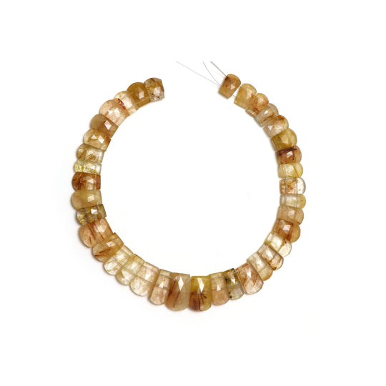Natural Golden Rutile Faceted Slice Layout Beads, 19x14 mm to 29x18 mm, Golden Rutile Jewelry Making Beads, 17 Inch Full Strand, Price Per Strand