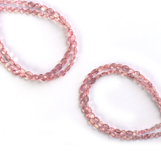 Natural Pink Tourmaline Oval Smooth Beads, 3x4 MM to 5x6 MM, Pink Tourmaline , 8 Inch, Per Strand Price