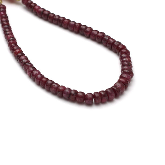 ルビー スムース ラウンデル ビーズ、3.5 mm ～ 6 mm、ルビー ジュエリー メイキング ビーズ、8 インチ / 20 cm フル ストランド、1 ストランドあたりの価格