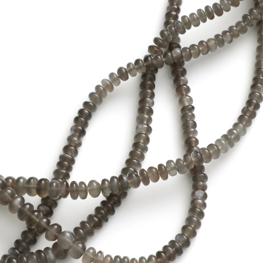 Grey Moonstone smooth Roundel Beads, 5 mm to 8.5 mm, Grey Moonstone Beads - Gem Quality , 8Inch \ 16 Inch Full Strand, Price Per Strand - National Facets, Gemstone Manufacturer, Natural Gemstones, Gemstone Beads