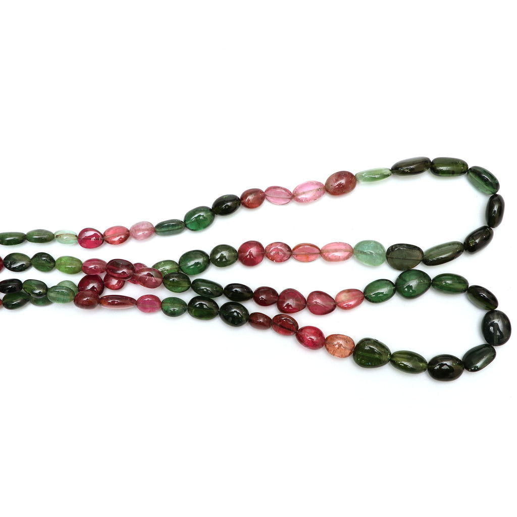 Natural Multi Tourmaline Smooth Tumble Beads | Unique Tourmaline | 7.5x9 mm to 9.5x13.5 mm | 8 Inch/ 18 Inch Full Strand | Price Per Strand - National Facets, Gemstone Manufacturer, Natural Gemstones, Gemstone Beads