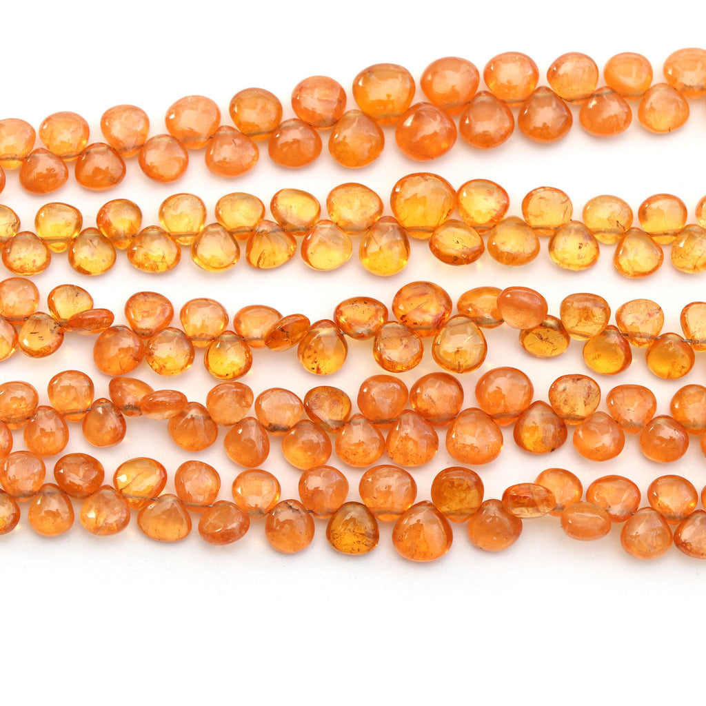 Spessartite Smooth Heart Beads- 4.5mm to 7.5mm Spessartite Heart Beads - Gem Quality, 8 Inch/16 Inch Full Strand, Price Per Strand - National Facets, Gemstone Manufacturer, Natural Gemstones, Gemstone Beads
