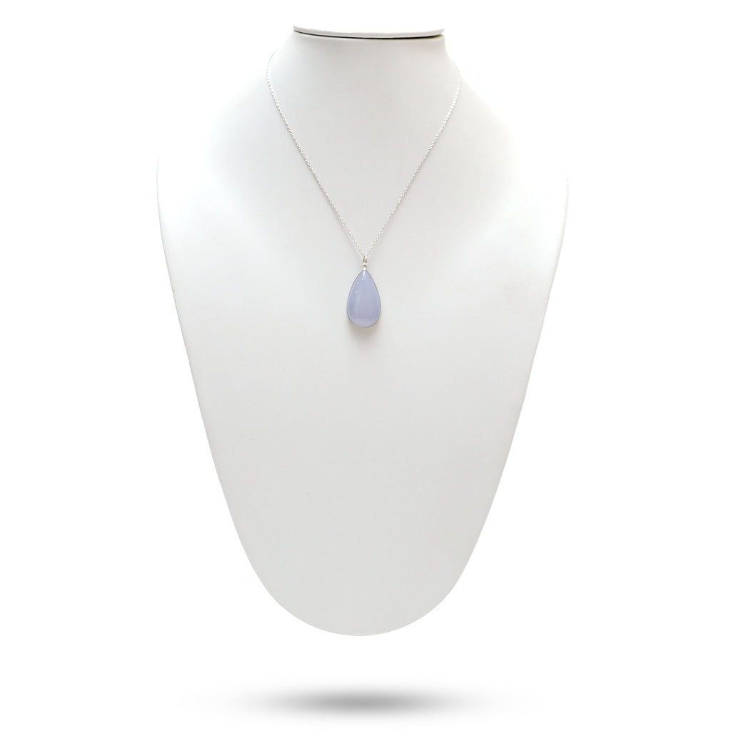 Blue Chalcedony Smooth Pear Gemstone Bezel Pendant | 925 Sterling Silver Plated | Gift For Mom | Price Per Pendant - National Facets, Gemstone Manufacturer, Natural Gemstones, Gemstone Beads