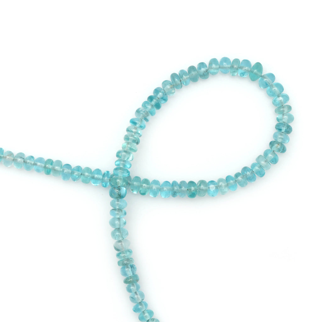 Sky Apatite Smooth Beads | Natural Sky Apatite | 4 mm to 5 mm | Gemstone Roundel Beads | Sky Apatite Smooth | Sky Apatite Beads | 8 Inch - National Facets, Gemstone Manufacturer, Natural Gemstones, Gemstone Beads