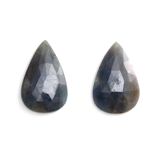 Natural Blue Sapphire Pear Faceted Loose Gemstone, 20x31mm, Sapphire Gemstone, Organic Sapphire Cut, Pair (2 Pieces)
