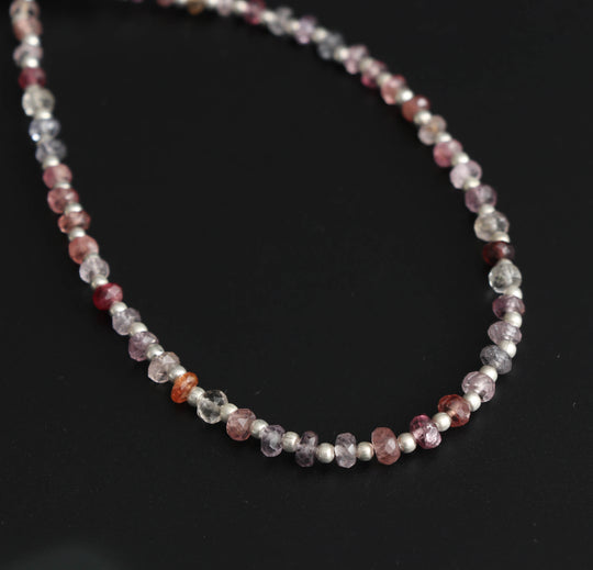 Multi Spinel Faceted Roundel Beads With Metal Balls, 3mm to 5mm, Multi Spine Jewelry Making Beads, 8 Inch Full Strand, Price Per Strand